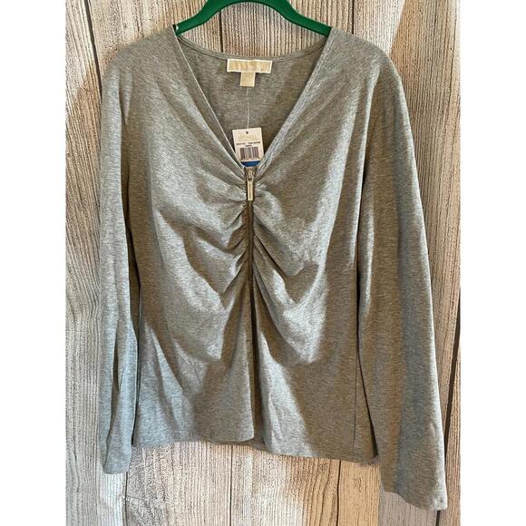 Michael Kors Tops - NWT Michael Kors Gray V Neck Long Sleeve Top Size Medium